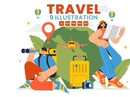 9 Travel and Backpacking Illustration preview picture