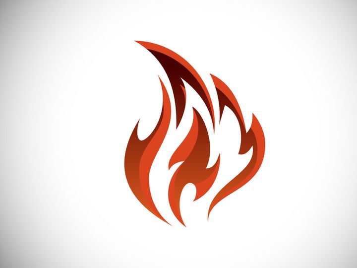 Fire flame icon in a shape of drop. Oil and gas industry logo design concept.