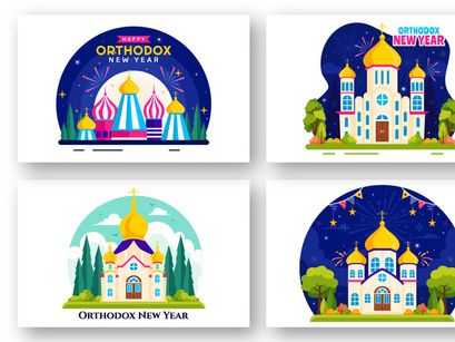 10 Orthodox New Year Celebration Illustration