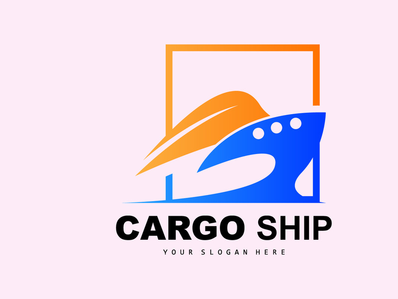 Cargo Ship Logo, Fast Cargo Ship Vector