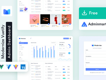 Modernize Free Vuetify Vuejs Admin Dashboard Template preview picture