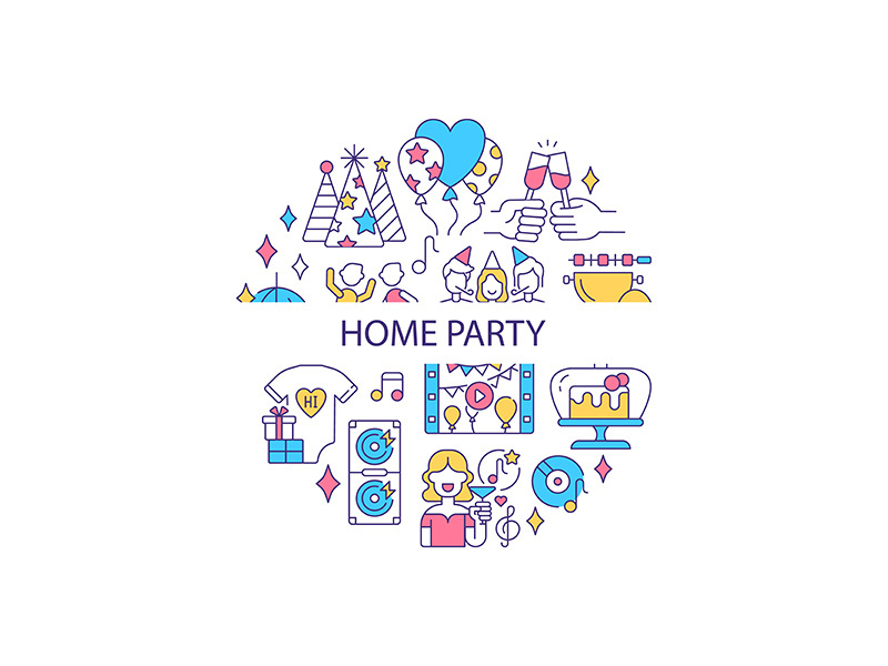 Home party abstract color concept layout with headline