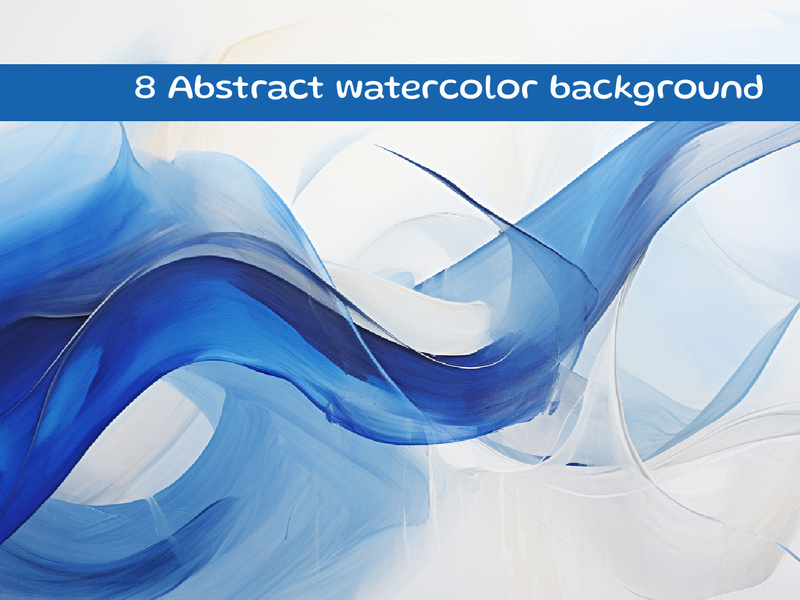 A painting of a blue and white wave background