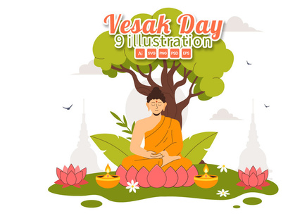 9 Buddhist Vesak Day Illustration