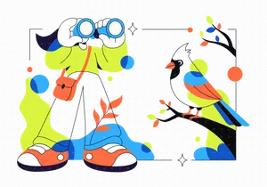 6 Bird Watching Vector Illustration