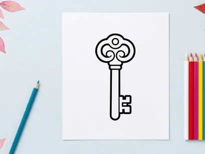 Icono de llave antigua de estilo vintage. Contorno de llave de puerta antigua para conceptos de misterio o seguridad.