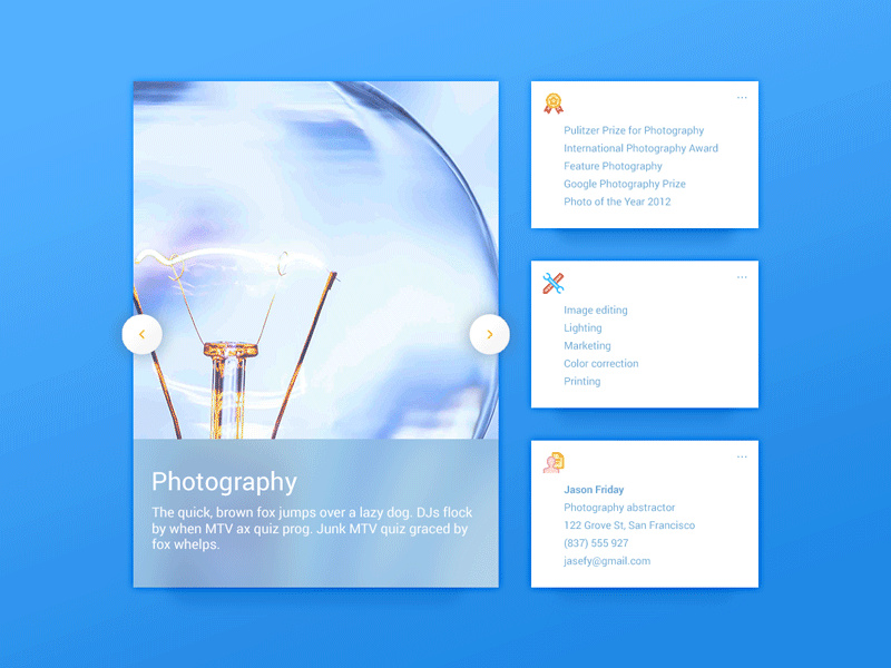 Photography Portfolio UI Elements