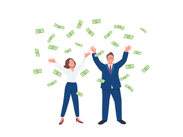 Business people throwing cash up flat concept vector illustration preview picture