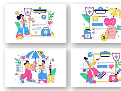 10 Health Insurance Vector Illustration