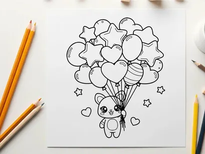 Cute bear with heart balloons love celebration vector illustration