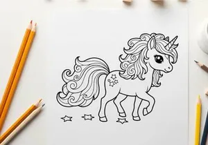 Cute magical unicorn prancing stars vector illustration