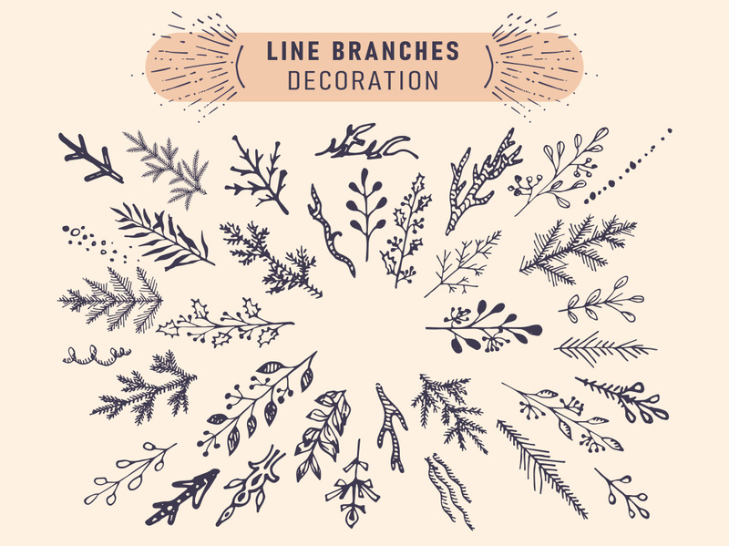 Line branch drawing elements collection