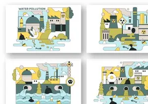 10 Water Pollution Vector Illustration
