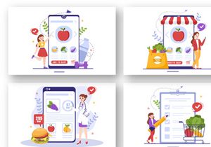 10 Nutrition Store Flat Illustration