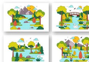 10 River Landscape Illustration