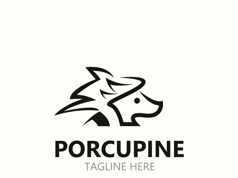Porcupine logo design. animal vintage minimalist logo Hedgehog modern template icon