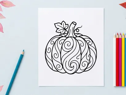 Decorative pumpkin illustration for autumn and Halloween. Artistic pumpkin design for seasonal decor and festive themes.
