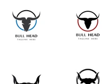 Retro vintage bull head horns logo.
