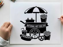 national hot dog day food cart vector illustration