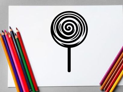Lollipop en espiral blanco y negro en palito para anuncios de dulces y confitería