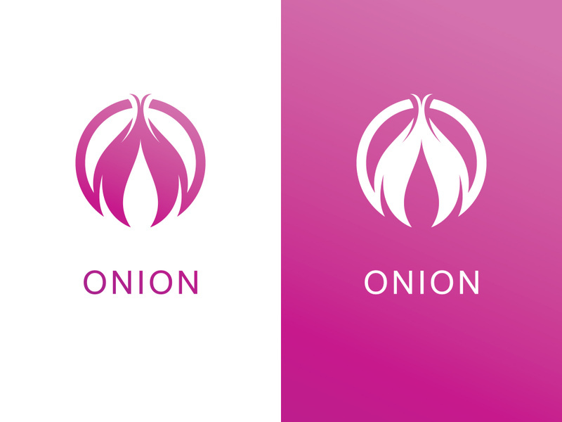 Onion logo vector , red onion icon . illustration Simple onion symbol