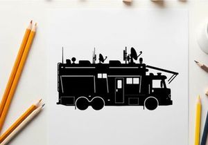 Silhouette of a fire truck with equipment