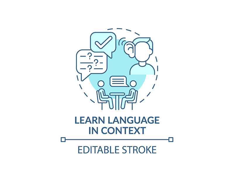 Learning language in context concept icon