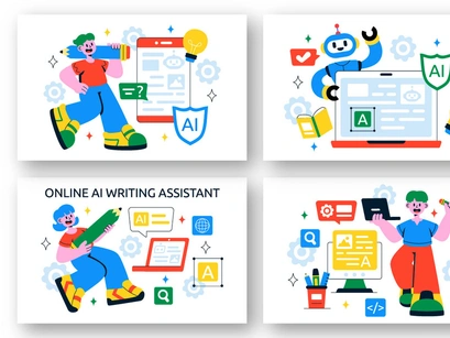 10 Online AI Writing Assistant Illustration
