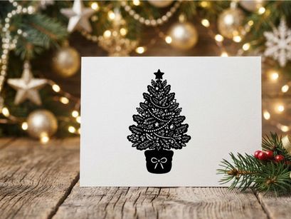 Decorative Christmas Tree with Star Topper and Gift Box