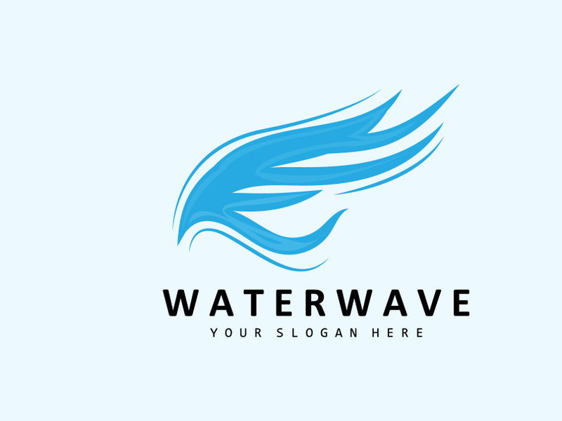 Water Wave Logo, Earth Element Vector, Water Wings Logo Design Style, Brand Icon, Sticker