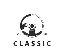 Steering wheel logo automotive car design garage auto repair workshop illustration