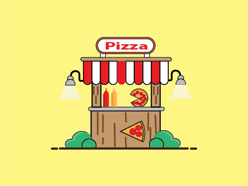 Flat Design Pizza Hut Icon in Adobe Illustrator