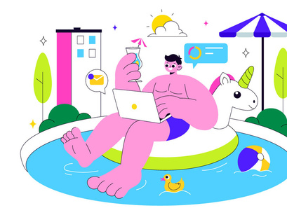 10 Work from Swimming Pool Illustration