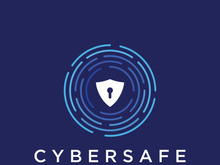 Creative design of technology digital cyber security logo with modern shield and key protection concept. Logo for business, digital and technology.
