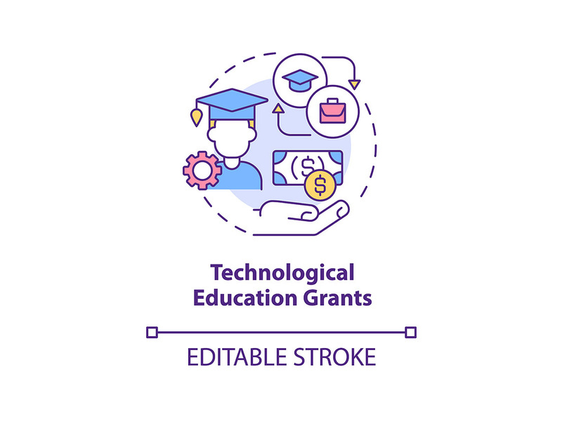 Technological education grants concept icon