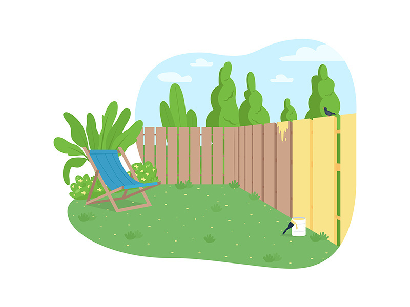 Garden fence painting 2D vector web banner, poster