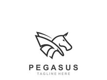 Pegasus horse Logo minimalist, Line art, Modern simple mascot, Mystic premium emblem