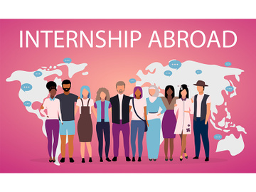 Internship abroad poster vector template preview picture