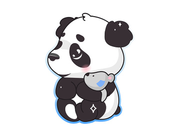 Cute panda hugging toy kawaii cartoon vector character preview picture