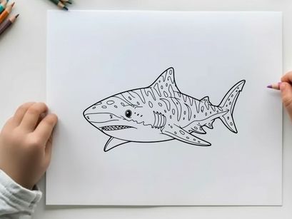 Cartoon shark swimming vector illustration flat design