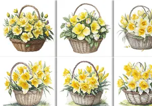 Watercolor Floral Flower Basket Design