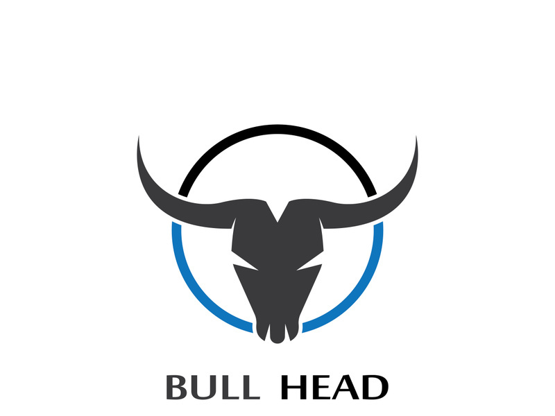 Retro vintage bull head horns logo.