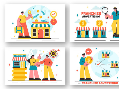 12 Franchise Advertising Business Illustration