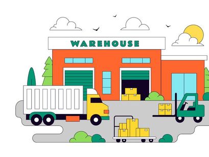 10 Warehouse Vector Illustration