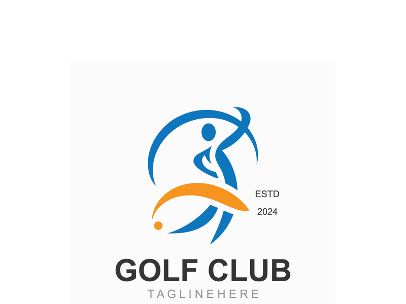 Golf player logo sport simple and modern creative design template