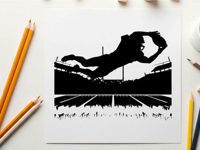 Athlete silhouette jumping over hurdle in stadium silhouette