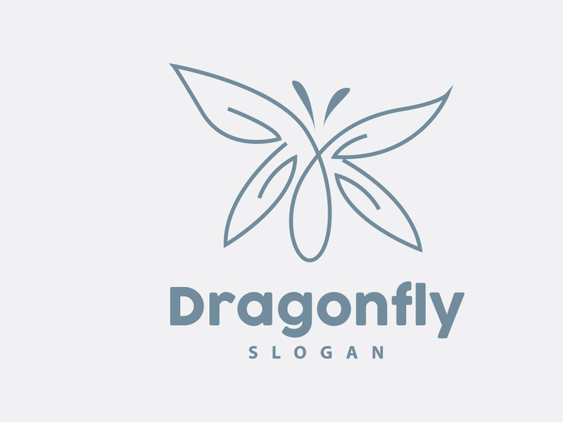 Dragonfly Logo, Flying Animal Vector, Simple Minimalist Design