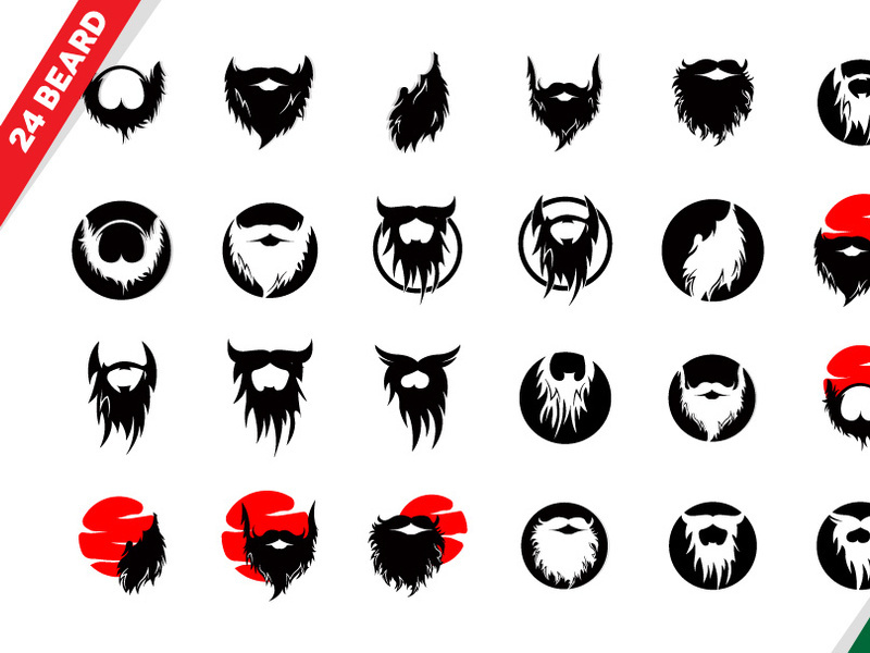 Beard Logo Design, Male Look Hair Vector, Men's Barbershop Style Design