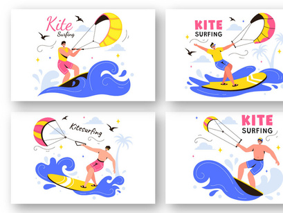 9 Kitesurfing Sport Illustration