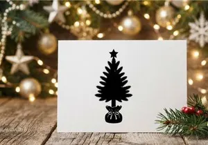 Silhouette of Christmas Tree with Star and Gift Bag for Holiday Decor
